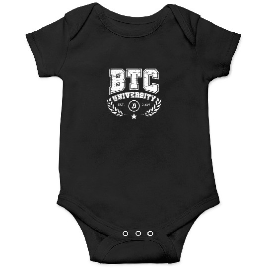BTC University Bitcoin College vintage retro Onesies