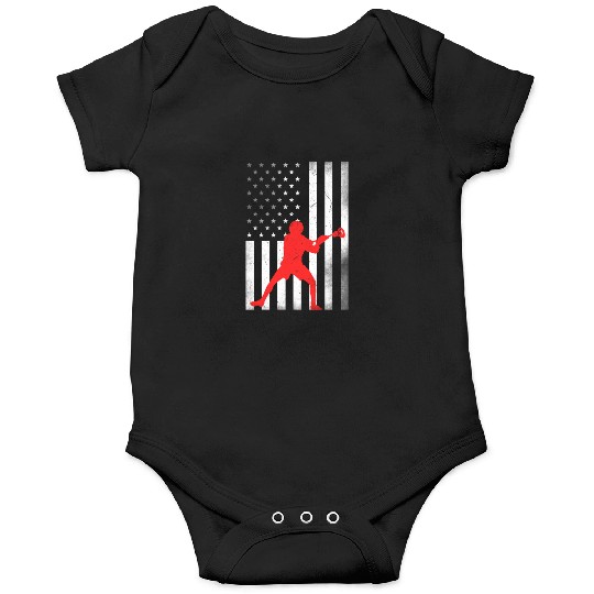 Lacrosse Vintage US Flag Proud Lacrosse Onesies