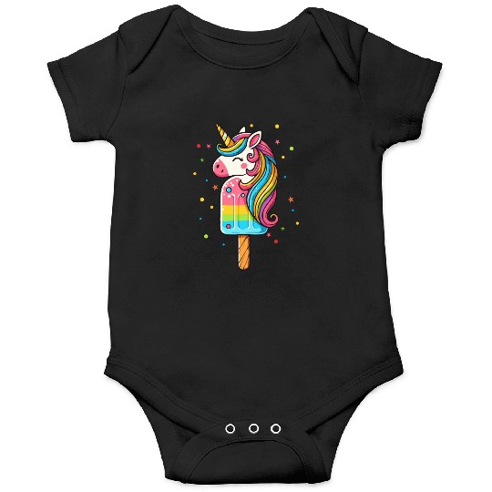 Colorful unicorn ice cream motif for summer Onesies