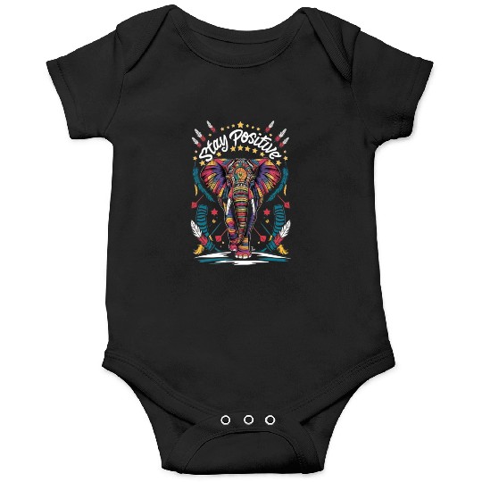 Colorful Tribal African Elephant Onesies