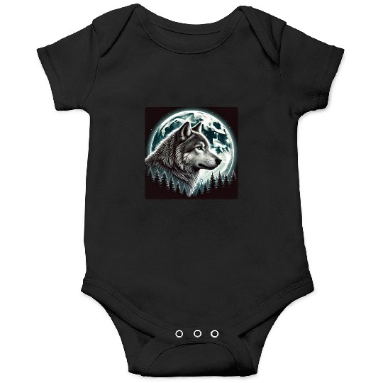 Nature Moon Alpha Cute Wolf Moon nature Onesies