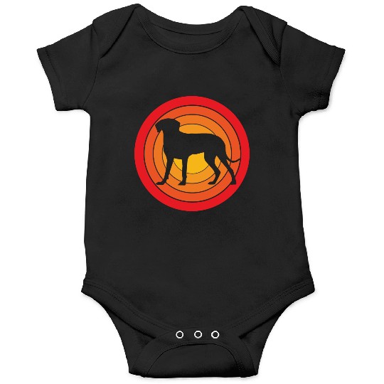 Retro Sunset Weimaraner Dog Silhouette Onesies