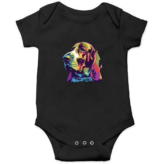 Colorful Basset Hound Portrait Art Onesies
