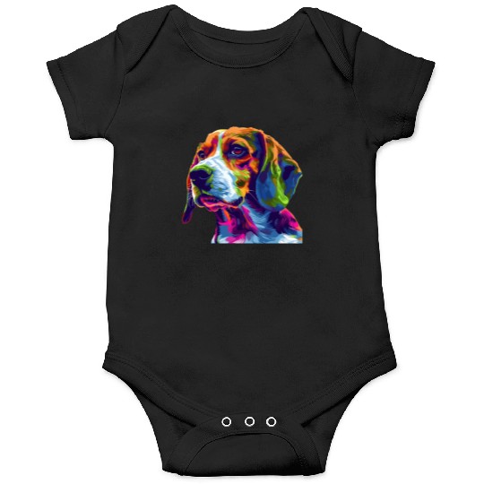 Colorful Beagle Dog Portrait Art Onesies