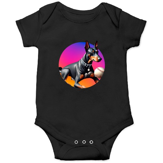 Doberman baseball player Onesies