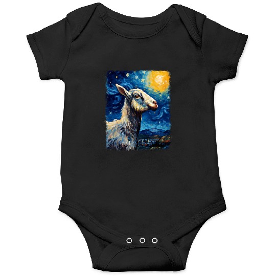 Goat Farm Animal Farmer Starry Night Painting Onesies