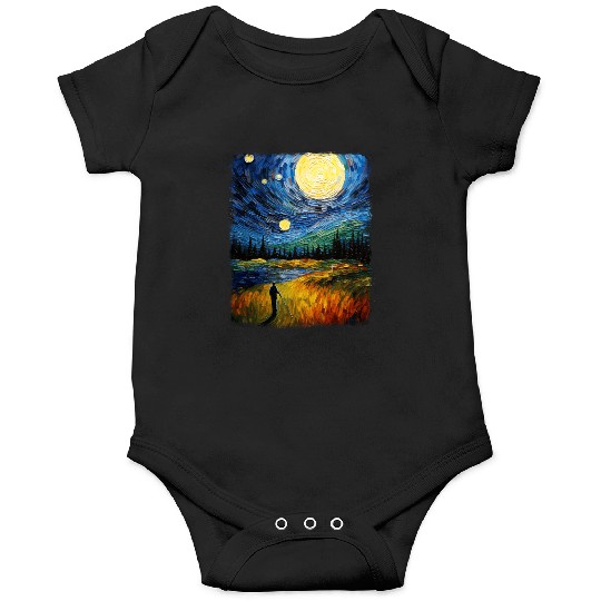 Golf Player Golfer Golfing Starry Night Painting Onesies