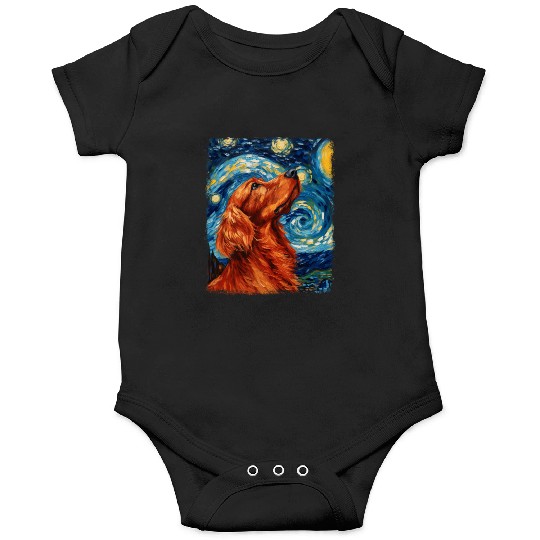 Irish Setter Dog Starry Night Painting Onesies