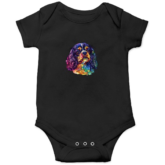 Colorful Cavalier King Charles Spaniel Portrait Onesies