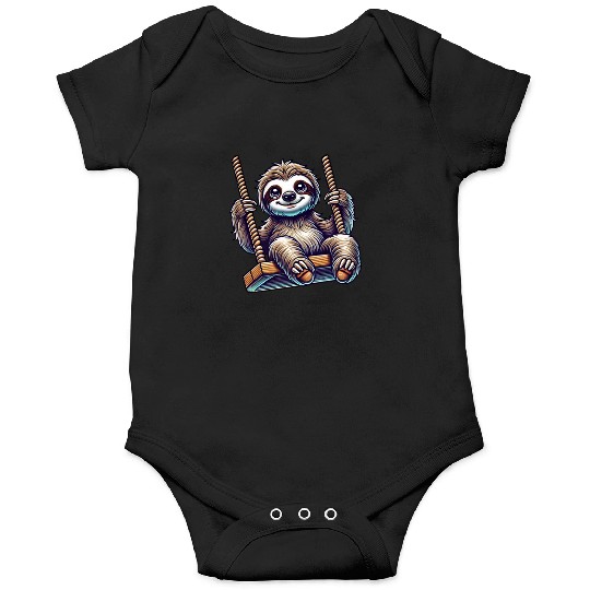 Cute sloth swing cartoon playground animal Onesies