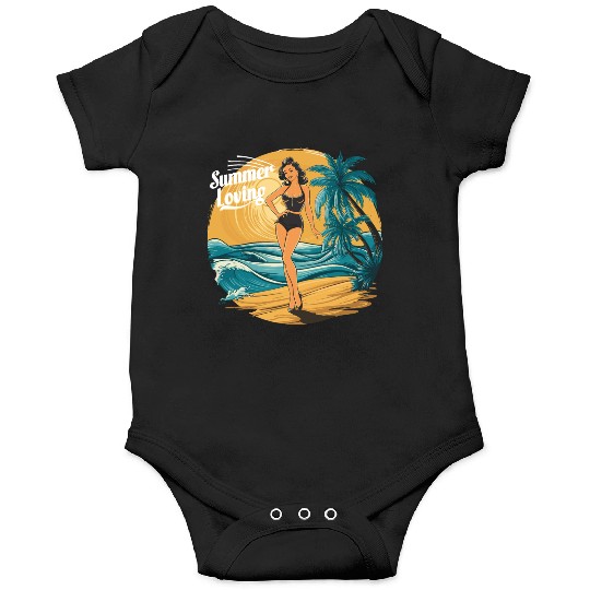 Retro Summer Loving Beach Vibes for a Beach Lover Onesies