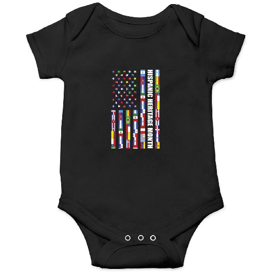 Hispanic Heritage month USA Flag all Countries Onesies