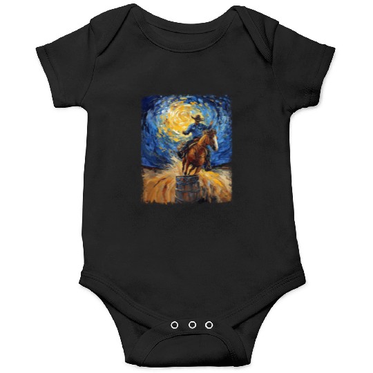 Barrel Racer Barrel Racing Rodeo Starry Night Pain Onesies
