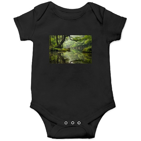Autumn Leaves on Mossy Rock Cliff Edge Onesies