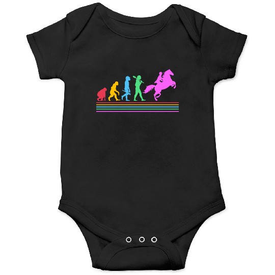 Retro Equestrian Riding Horse Racing Evolution Onesies