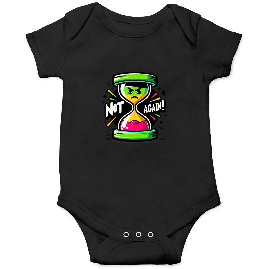 Angry Hourglass Not Again Lime Green Trendy Colors Onesies