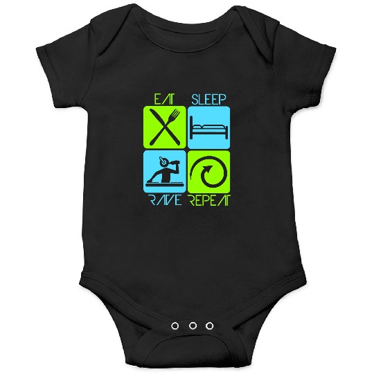 Eat Sleep Rave Repeat Daily Dance Music Party Life Onesies