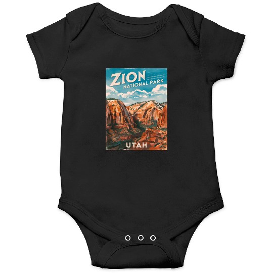 Vintage Travel Zion National Park Utah Landscape Onesies