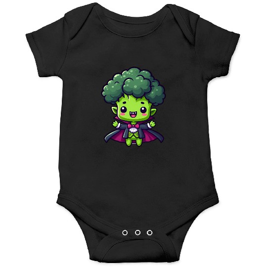 Cute Halloween Broccoli Vampire Cartoon Green Onesies