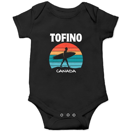 TOFINO CANADA Surf Retro Sunset Surfing Summer Vac Onesies