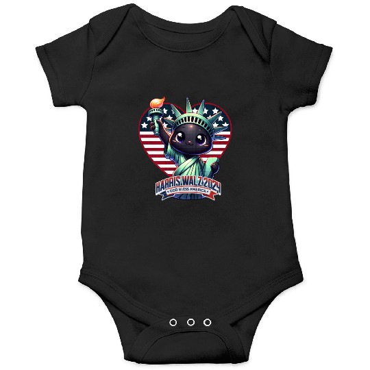 Cute Cat as Statue of Liberty with Harris Walz Onesies