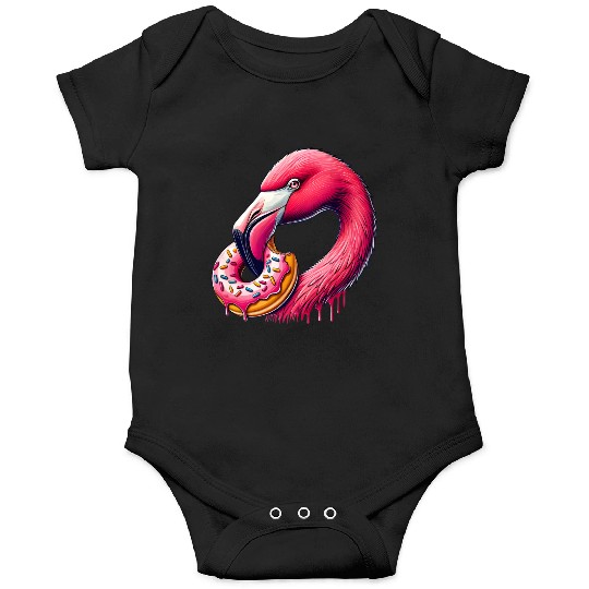 funny feast for the eyes - flamingo with donut Onesies