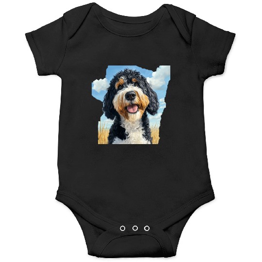 Bernedoodle Field Nature Bernedoodle Watercolor Onesies