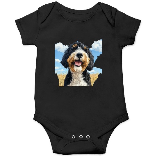 Bernedoodle Field Nature Bernedoodle Watercolor 2 Onesies