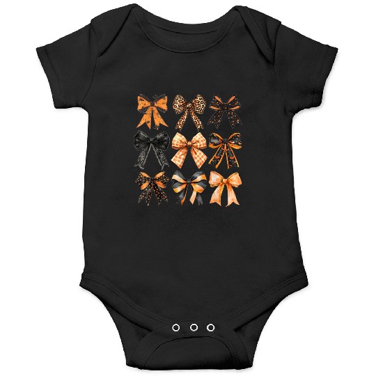 Coquette Halloween Bow Girly Spooky Season Hallowe Onesies