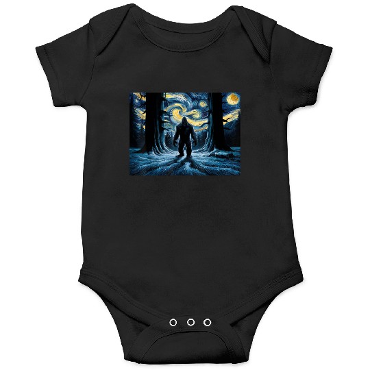 Mysterious Forest Bigfoot Night Sky Art Onesies