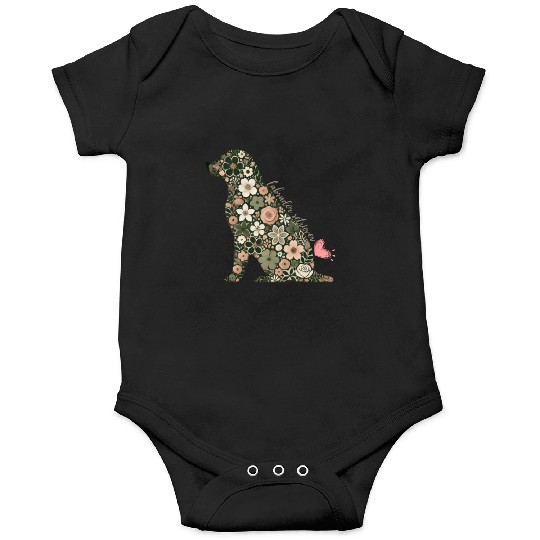 Floral Labrador Retriever: Elegant Pet Silhouett Onesies