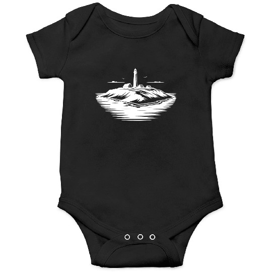 Lonely Island With Lighthouse On The Coast Onesies