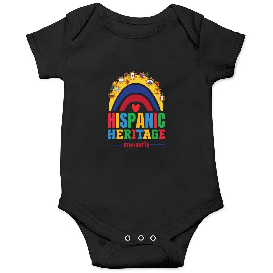Hispanic heritage month flags colorful rainbow col Onesies