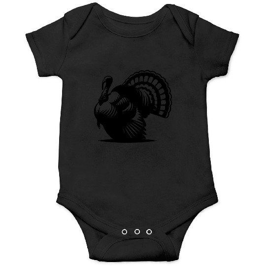 Wild Big Fat Turkey With Wing Drawing Onesies