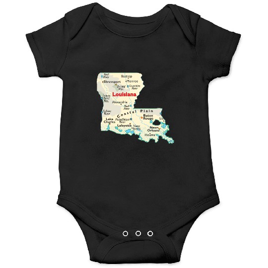 Louisiana map image of state. Onesies