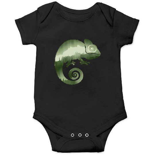 green chameleon monochrome silhouette Onesies