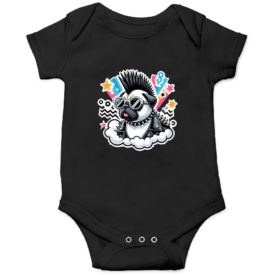 Punk rocker pug 9 Onesies