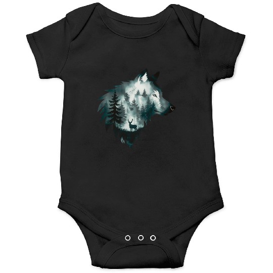 A Captivating Intricate Artwork Featuring A Wolf Onesies