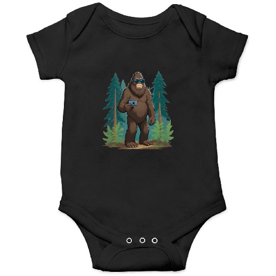 Bigfoot with Sunglasses and Camera on an Adventure Onesies