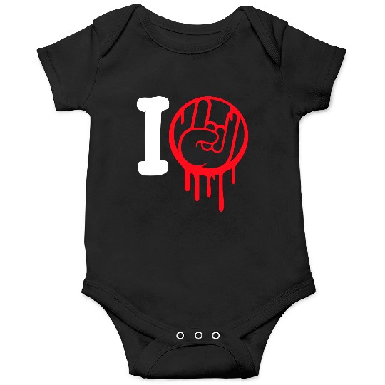 I Love Heavy Metal Hard Rock Music Graffiti Heart Onesies