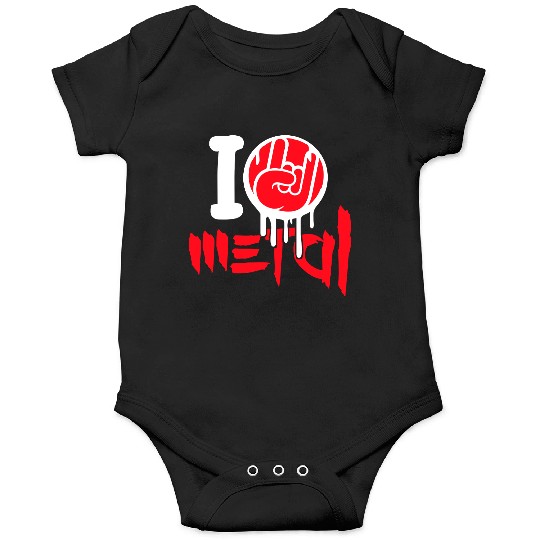 I Love Heavy Metal Hard Rock Music Graffiti Heart Onesies