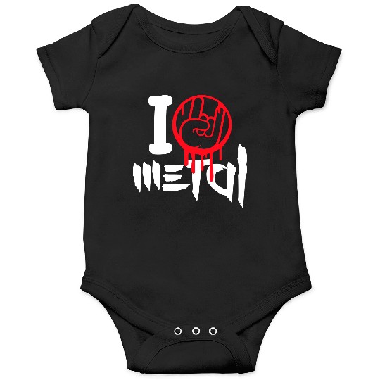I Love Heavy Metal Hard Rock Music Graffiti Heart Onesies