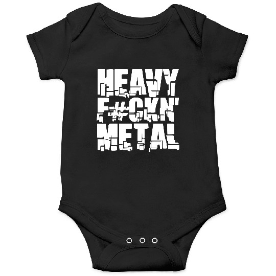 Heavy F#ckin' Metal Hard Rock Fun Music Text Quote Onesies