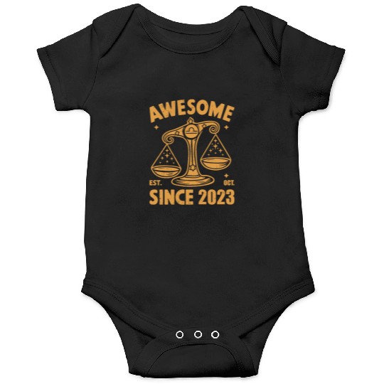 Awesome Since 2023 Libra Zodiac Birthday October Onesies