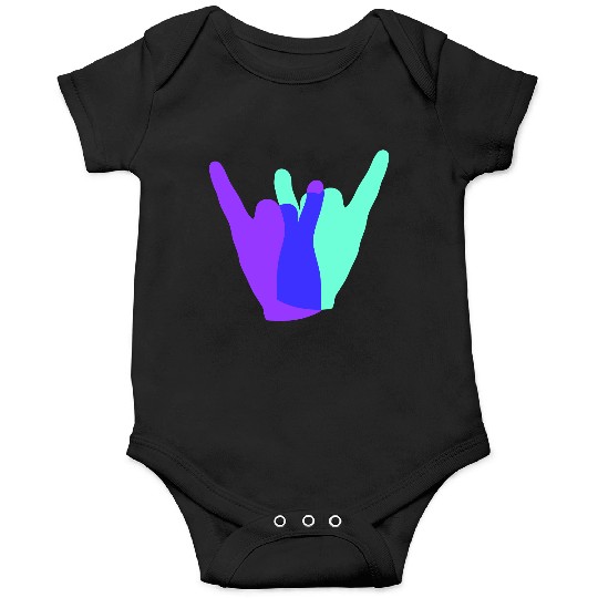 Two heavy metal hard rock horn finger hand gesture Onesies