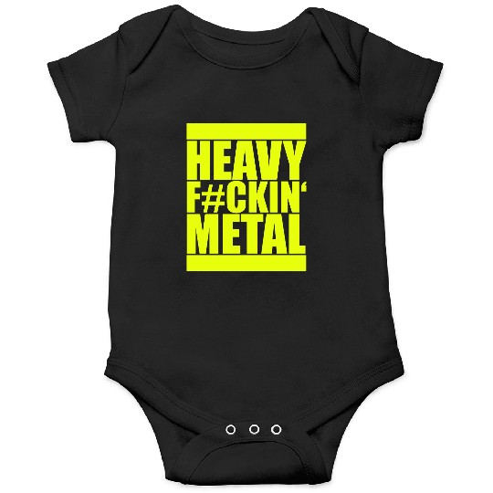 Heavy F#ckin' Metal Hard Rock Fun Music Text Quote Onesies