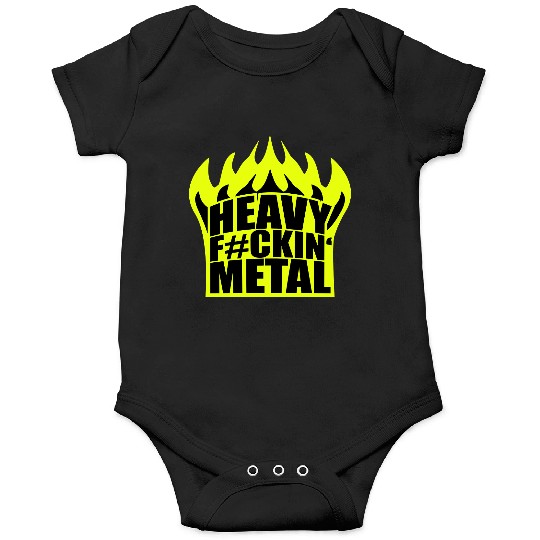 Heavy F#ckin' Metal Hard Rock Fun Music Text Quote Onesies