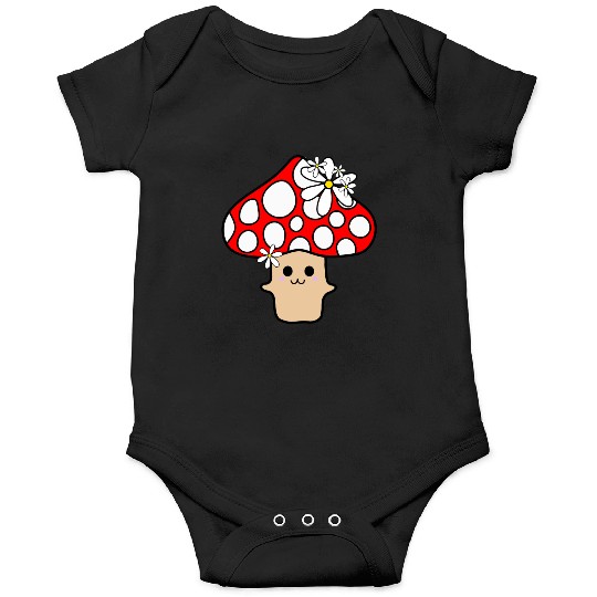 Cute Red Mushroom Smiling Onesies