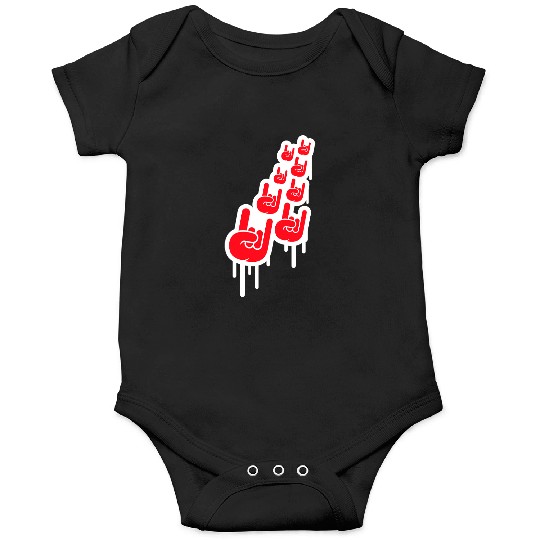 Heavy metal graffiti drop horn finger hand gesture Onesies