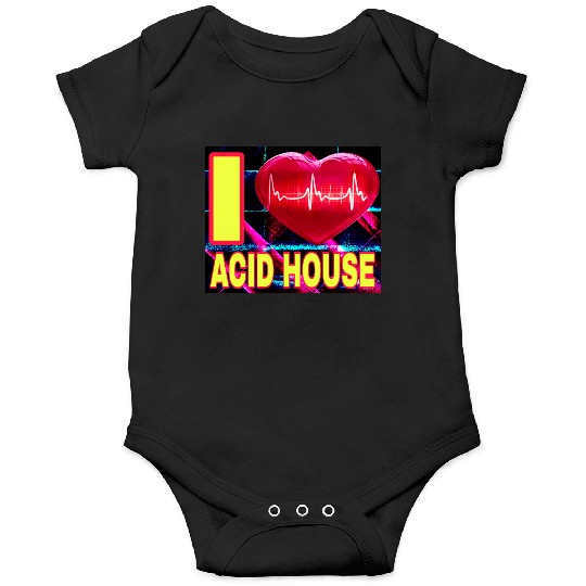 I LOVE ACID HOUSE YELLOW FONTS Onesies